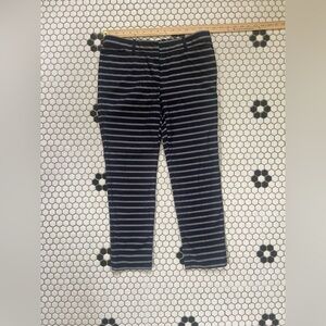 GAP Women's Navy Blue & White Striped Slim Cropped Pants Size 2 Stretch